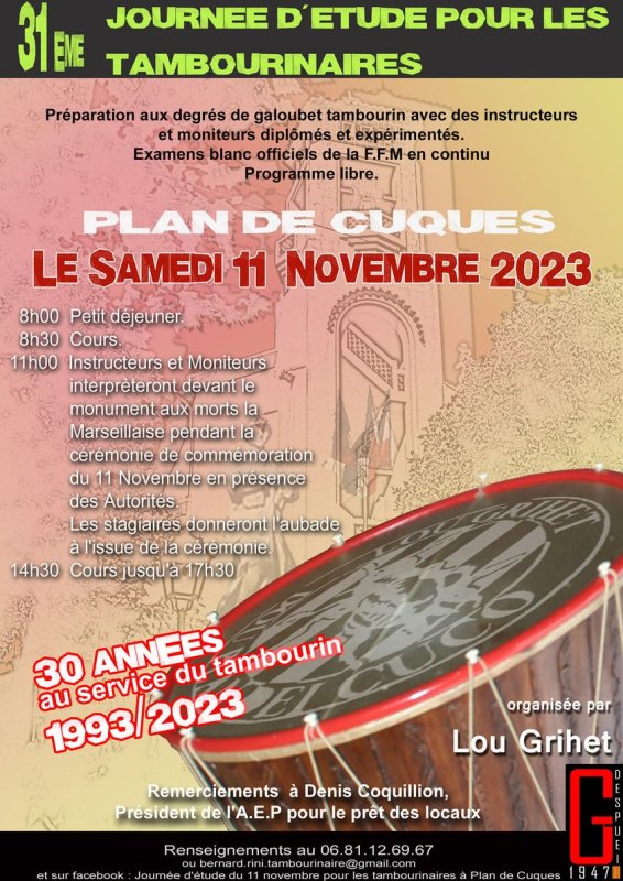 31e Journée d'étude pour les tambourinaires